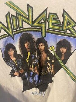 Vintage Shirt Winger 90s 80s Rock Metal Autographed Tour Large Dokken Ratt Kix