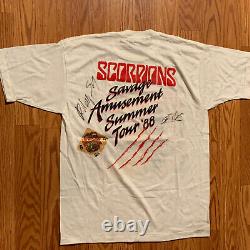 Vintage Signed Scorpions Savage Amusement 1988 Monsters Of Rock Tour T-shirt XL