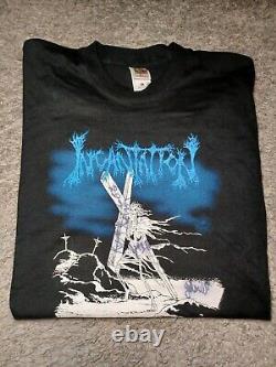 Vintage Y2k 2002 Incantation Tee Shirt XL Upheaval Of Blasphemy Tour AUTOGRAPHED