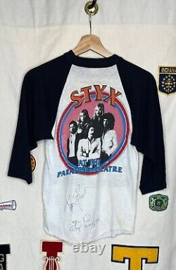 Vtg 1981 Styx World Tour Concert Band Paradise Theatre Raglan Signed T-Shirt S