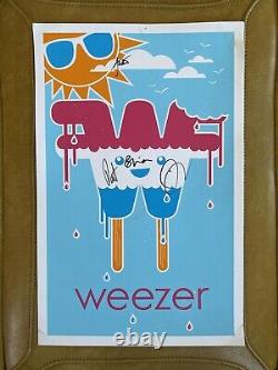 Weezer BAND SIGNED Concert Tour Poster 2016 Tour Rivers Cuomo Autograph