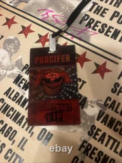 Whole band (puscifer/TOOL) signed Money Shot Tour Mask, poster and pass
